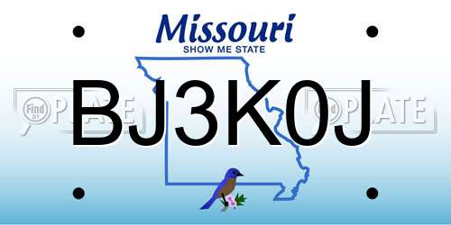 BJ3K0J Missouri License Plate
