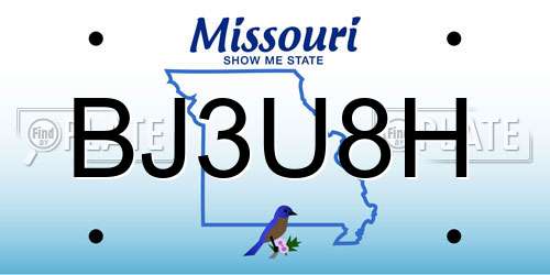 BJ3U8H Missouri License Plate