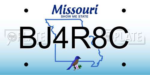 BJ4R8C Missouri License Plate