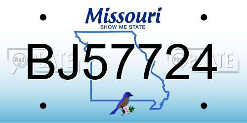BJ57724 Missouri License Plate