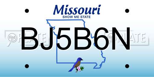 BJ5B6N Missouri License Plate