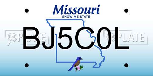 BJ5C0L Missouri License Plate