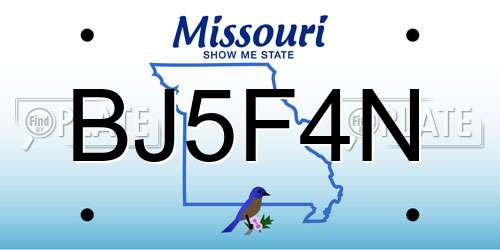 BJ5F4N Missouri License Plate