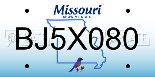 BJ5X080 Missouri License Plate