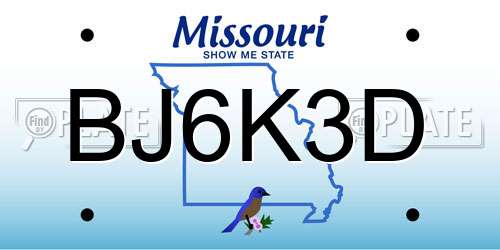 BJ6K3D Missouri License Plate