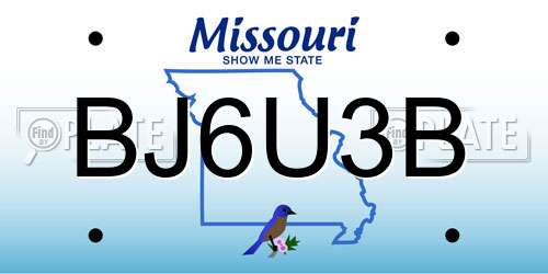 BJ6U3B Missouri License Plate