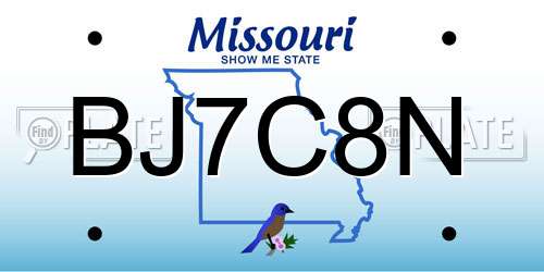 BJ7C8N Missouri License Plate
