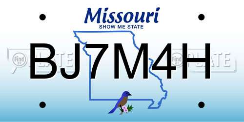 BJ7M4H Missouri License Plate