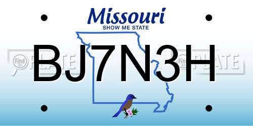 BJ7N3H Missouri License Plate