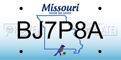 BJ7P8A Missouri License Plate