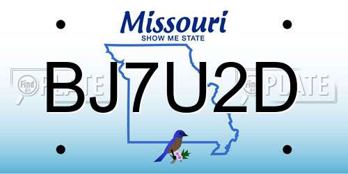BJ7U2D Missouri License Plate