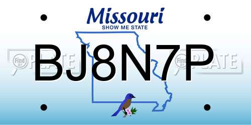 BJ8N7P Missouri License Plate