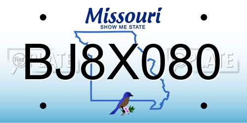 BJ8X080 Missouri License Plate