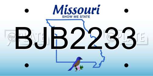 BJB2233 Missouri License Plate