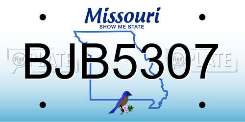 BJB5307 Missouri License Plate