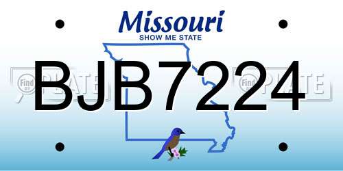 BJB7224 Missouri License Plate