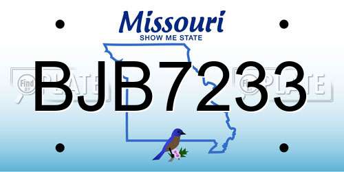 BJB7233 Missouri License Plate