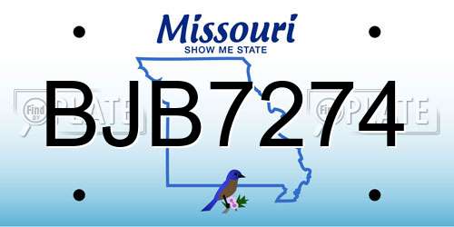 BJB7274 Missouri License Plate