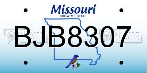 BJB8307 Missouri License Plate