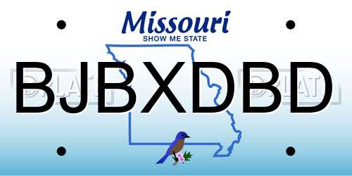 BJBXDBD Missouri License Plate