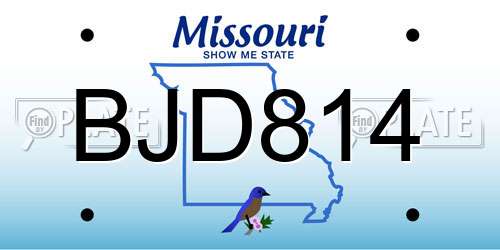 BJD814 Missouri License Plate