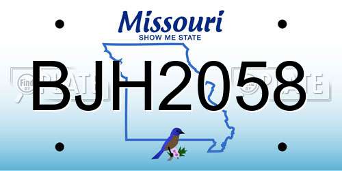 BJH2058 Missouri License Plate