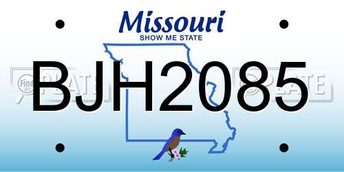 BJH2085 Missouri License Plate
