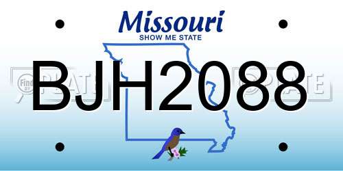 BJH2088 Missouri License Plate