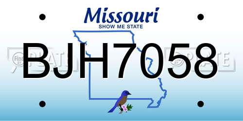 BJH7058 Missouri License Plate