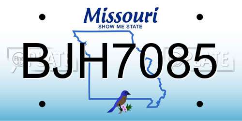 BJH7085 Missouri License Plate
