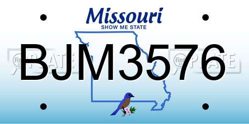 BJM3576 Missouri License Plate