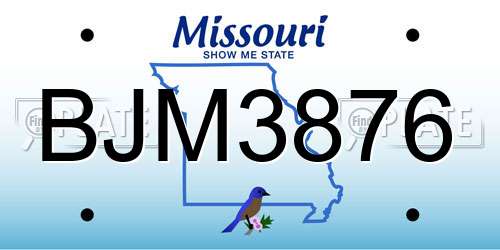 BJM3876 Missouri License Plate