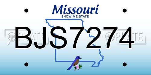 BJS7274 Missouri License Plate