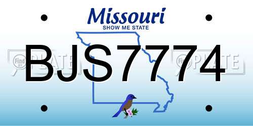BJS7774 Missouri License Plate