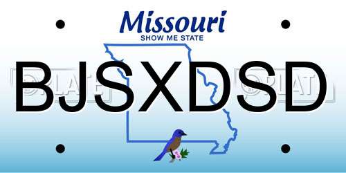 BJSXDSD Missouri License Plate