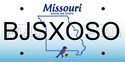BJSXOSO Missouri License Plate