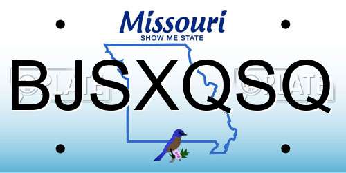 BJSXQSQ Missouri License Plate
