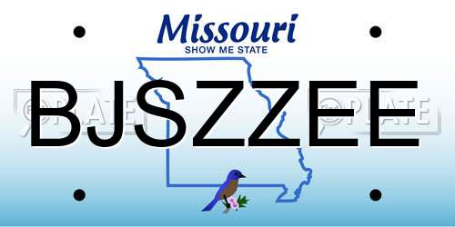 BJSZZEE Missouri License Plate