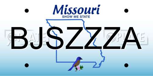 BJSZZZA Missouri License Plate