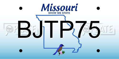 BJTP75 Missouri License Plate