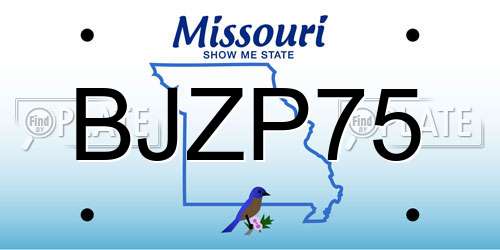 BJZP75 Missouri License Plate