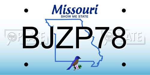 BJZP78 Missouri License Plate