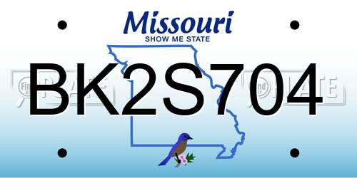 BK2S704 Missouri License Plate