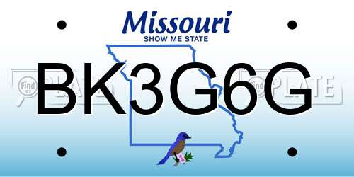 BK3G6G Missouri License Plate