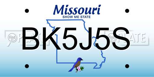BK5J5S Missouri License Plate