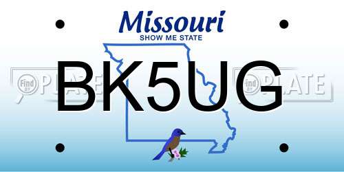 BK5UG Missouri License Plate