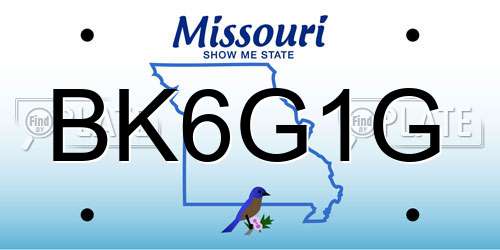 BK6G1G Missouri License Plate