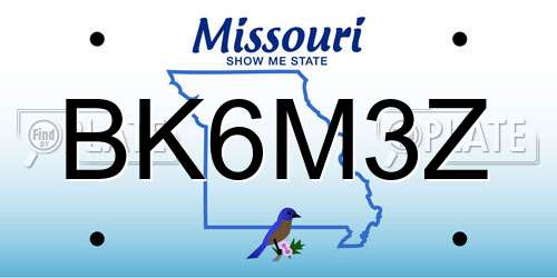 BK6M3Z Missouri License Plate