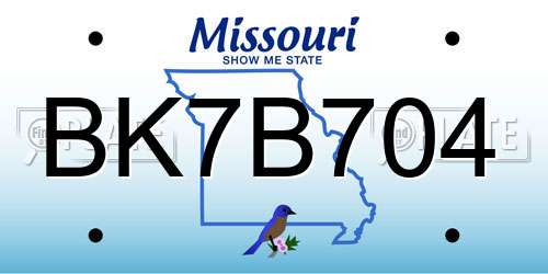 BK7B704 Missouri License Plate