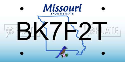BK7F2T Missouri License Plate